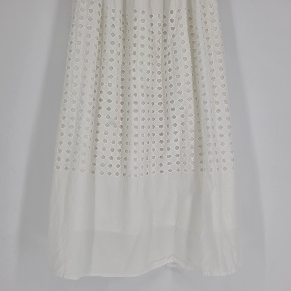 Womens 100% Cotton Eyelet Maxi Skirt Small Minimalist Summer Capsule Fairy White - Picture 6 of 11